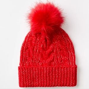 Loft Women Faux Fur Pom Pom Hat